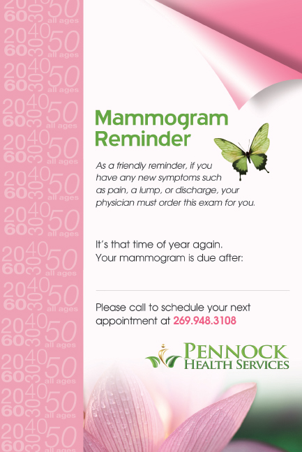 mammography reminder card